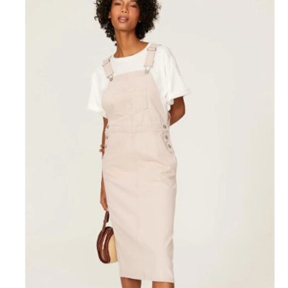Levi's Light Pink Hendrix Sleeveless Denim Overall Midi Dress Size M - Picture 1 of 8